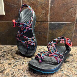 Women's Chaco ZX/2 Classic Sandals Adjustable Size 7 Bright Pink Black Turquoise